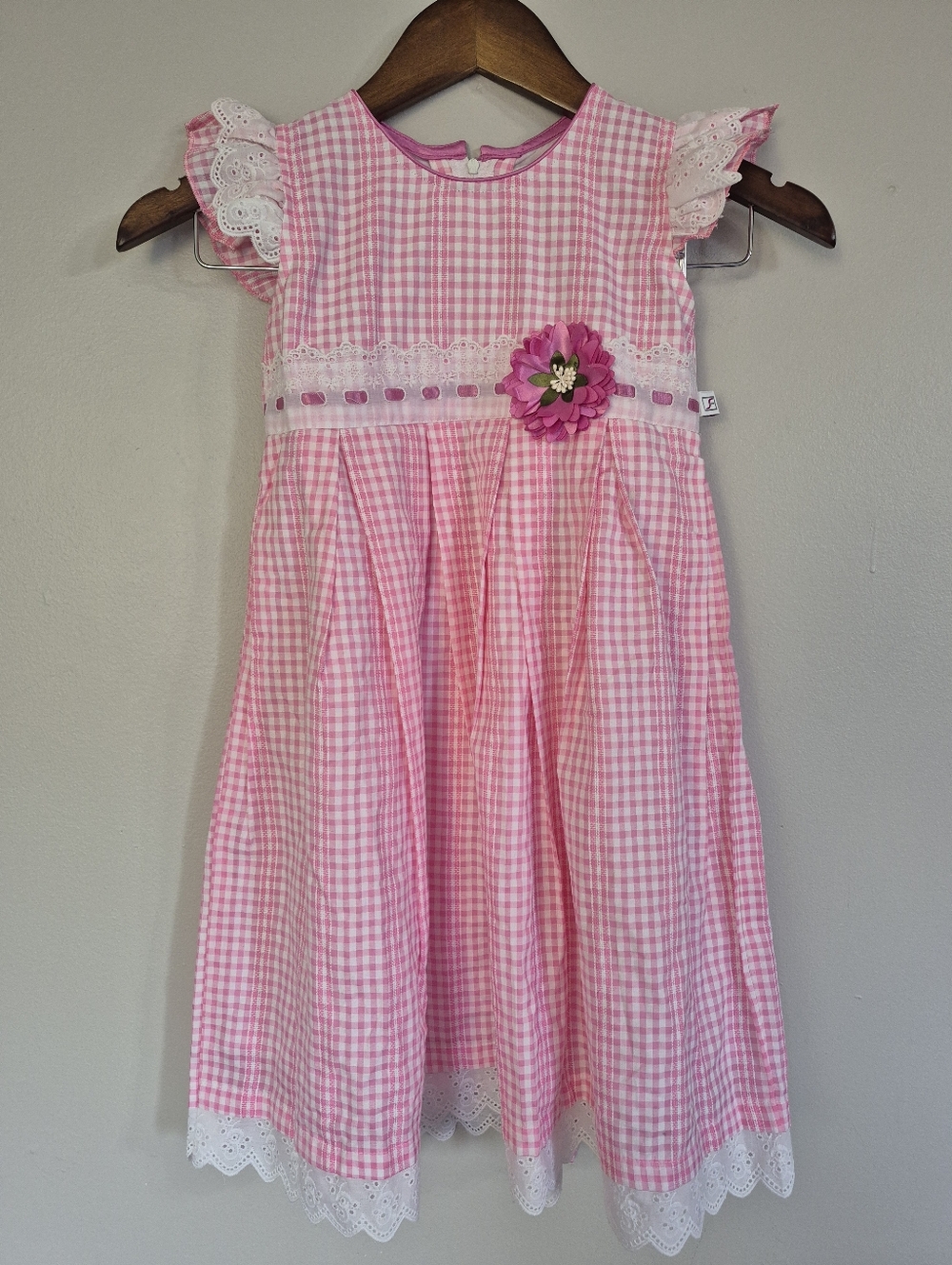 Shrawanti Little Girls Summer Pink Gingham Dress Size 26